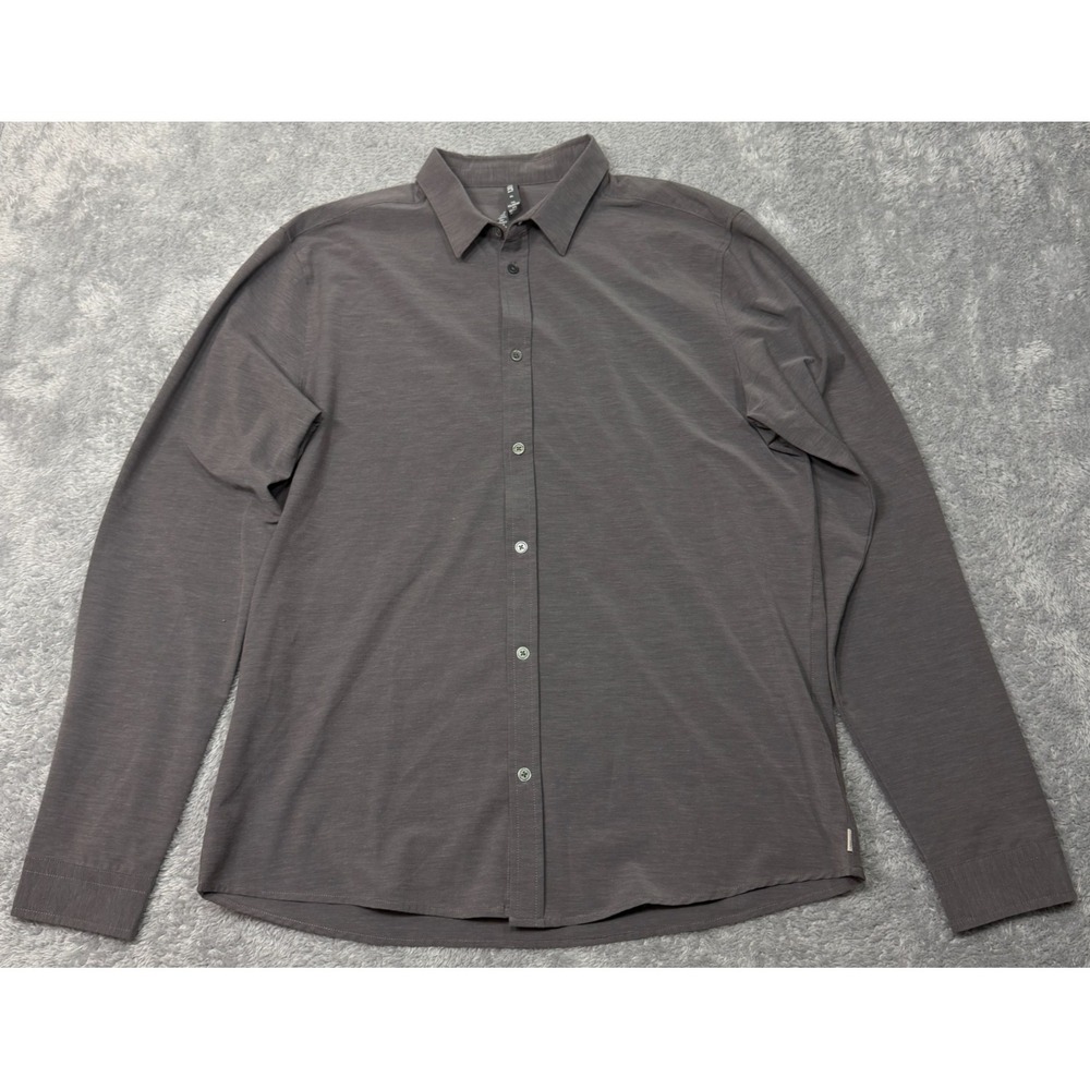 Vuori Button Bridge Down Shirt XL Grey Long Sleeve Performance Stretch V1002